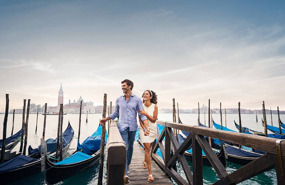 Stroll along the waterfront at the Venice docks