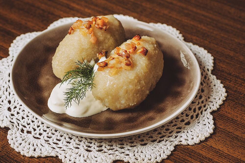 Cepelinai, traditional Lithuanian potato dumplings