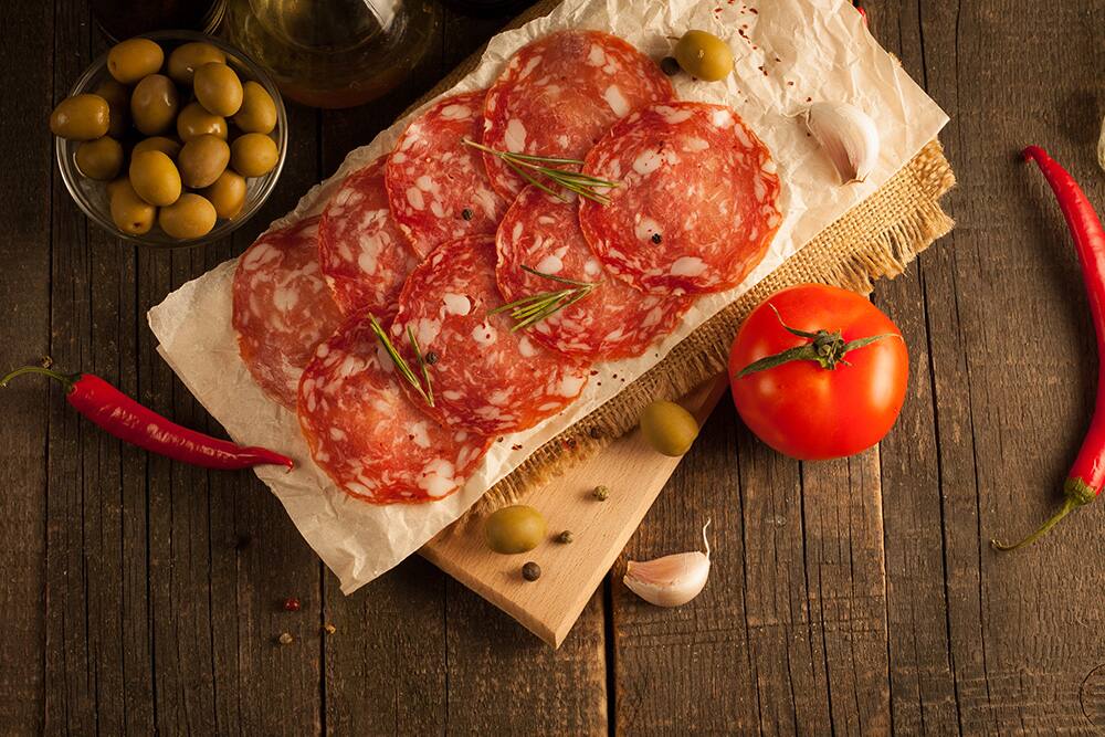 Chorizo and olive tapas
