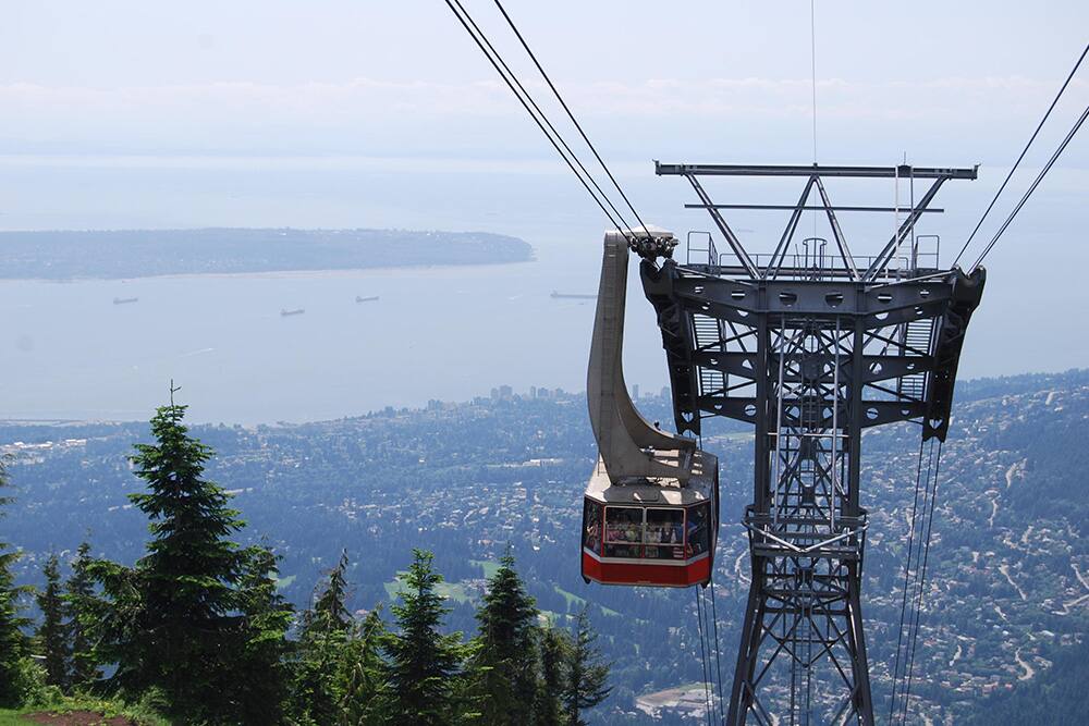 Gondola ride up Grouse Mountain, North Vancouver, BC, Canada