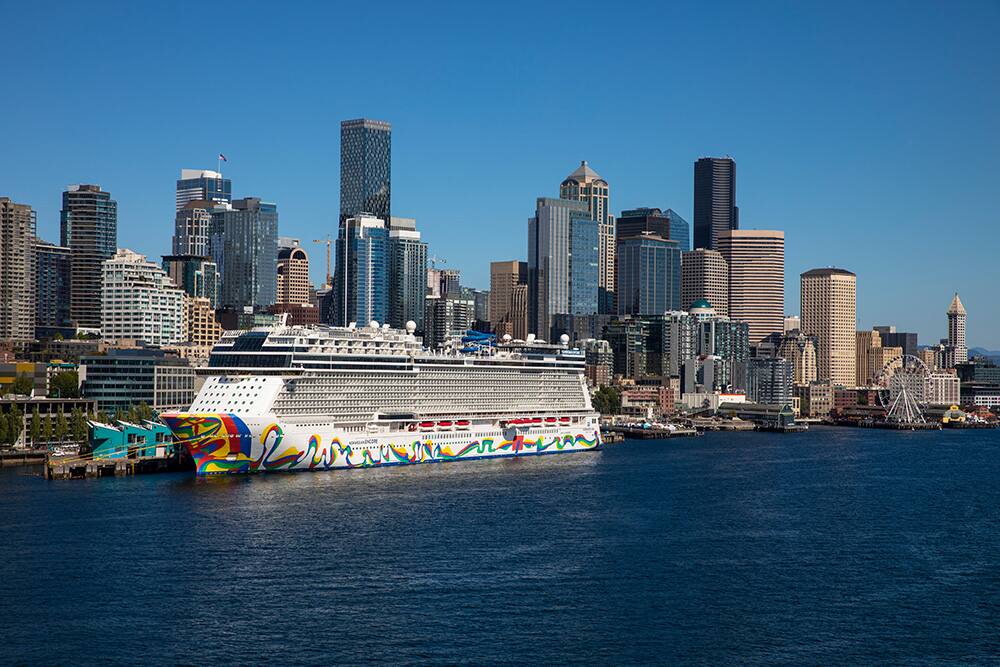 Norwegian Encore near downtown Seattle