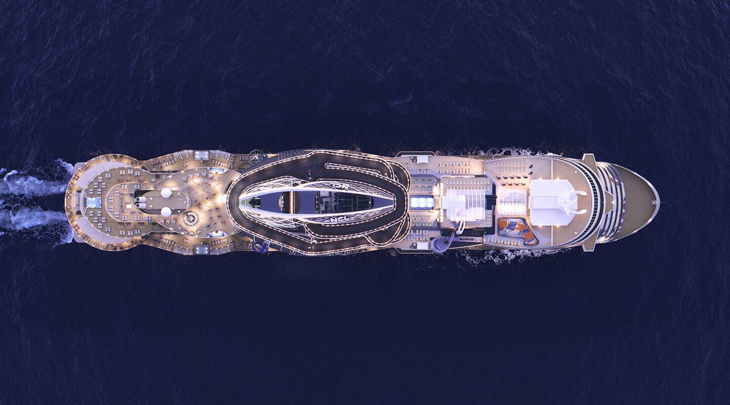 Sky view of Norwegian Viva rendering 