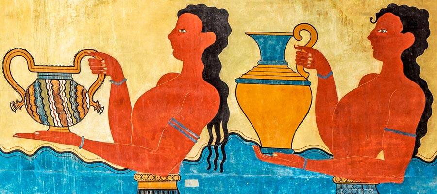 Procession Fresco at Knossos Palace on a cruise to Iraklion