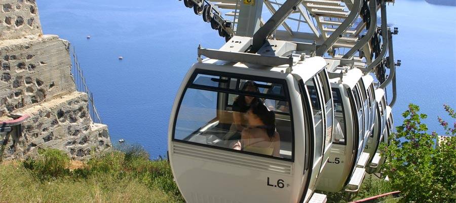 Ride the cable car on Santorini cruise