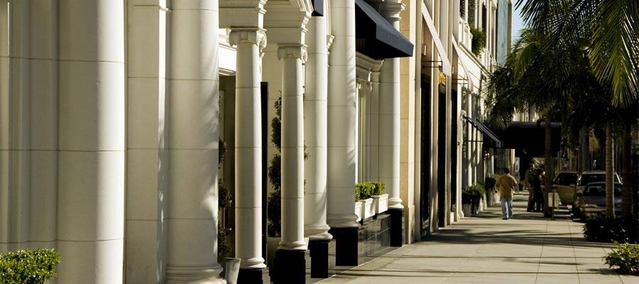 Rodeo Drive sidewalk on your cruise from Los Angeles