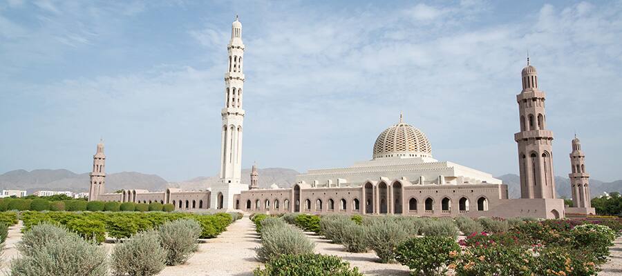 Sultan Qaboos Grand Mosque on your cruise to Muscat