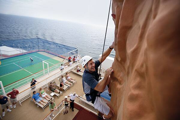 Rock climbing on Norwegian Pearl